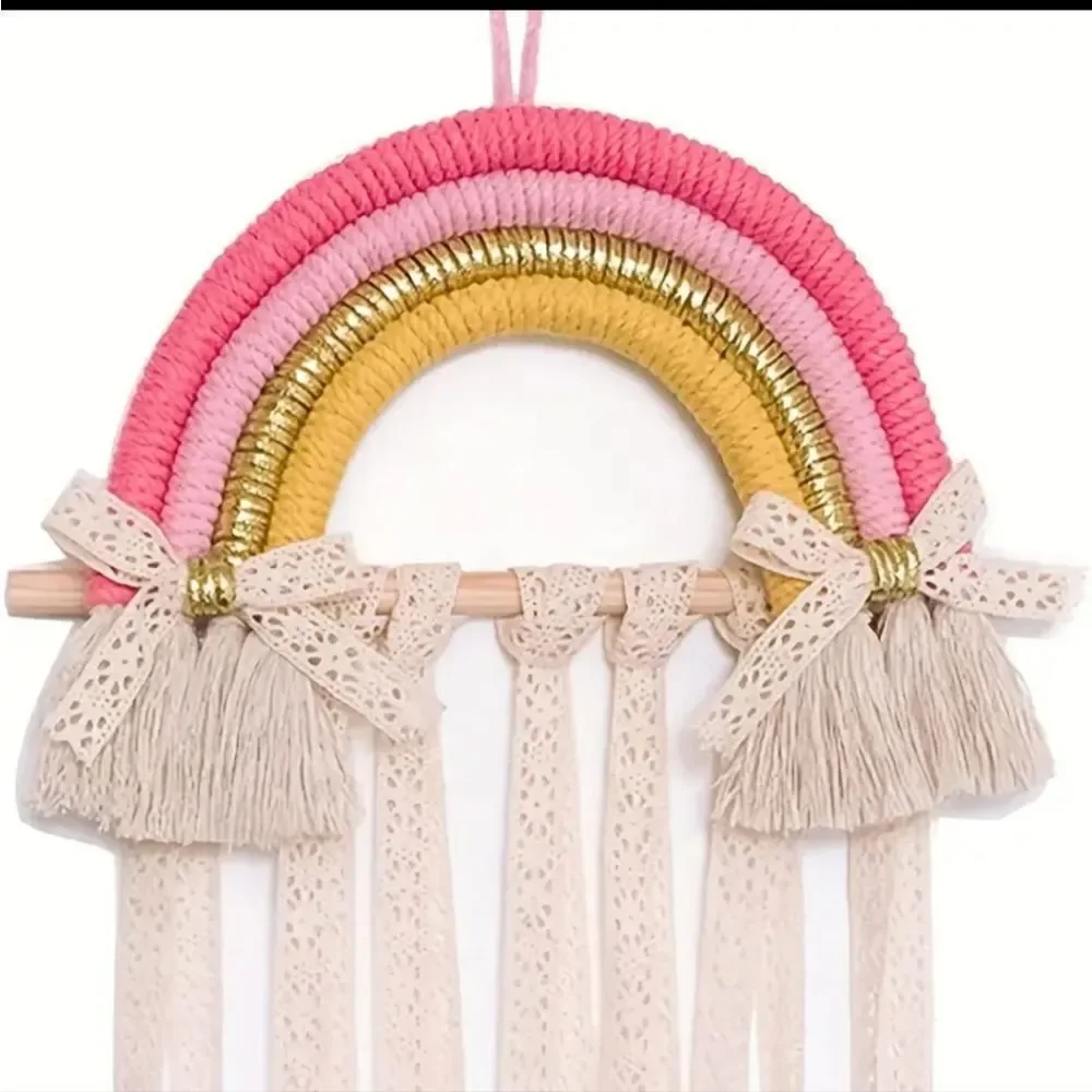 New pink rainbow hair bow organizer display holder girls